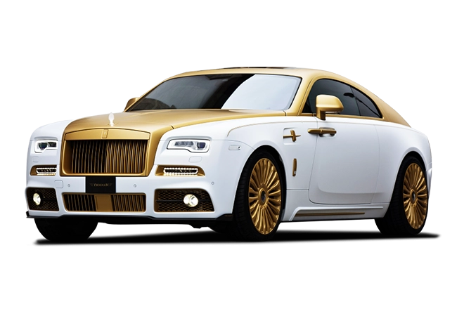 White and gold Rolls-Royce luxury car for rent in Dubai
