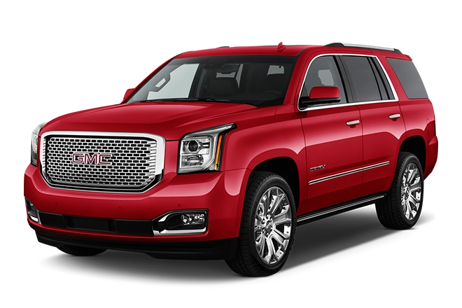 Red GMC Yukon Denali SUV for rent in Dubai
